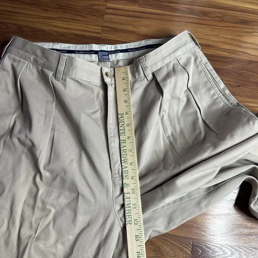 Vintage Polo Ralph Lauren Andrew Pants Mens 34x32 Khaki Chino Preppy Pleated